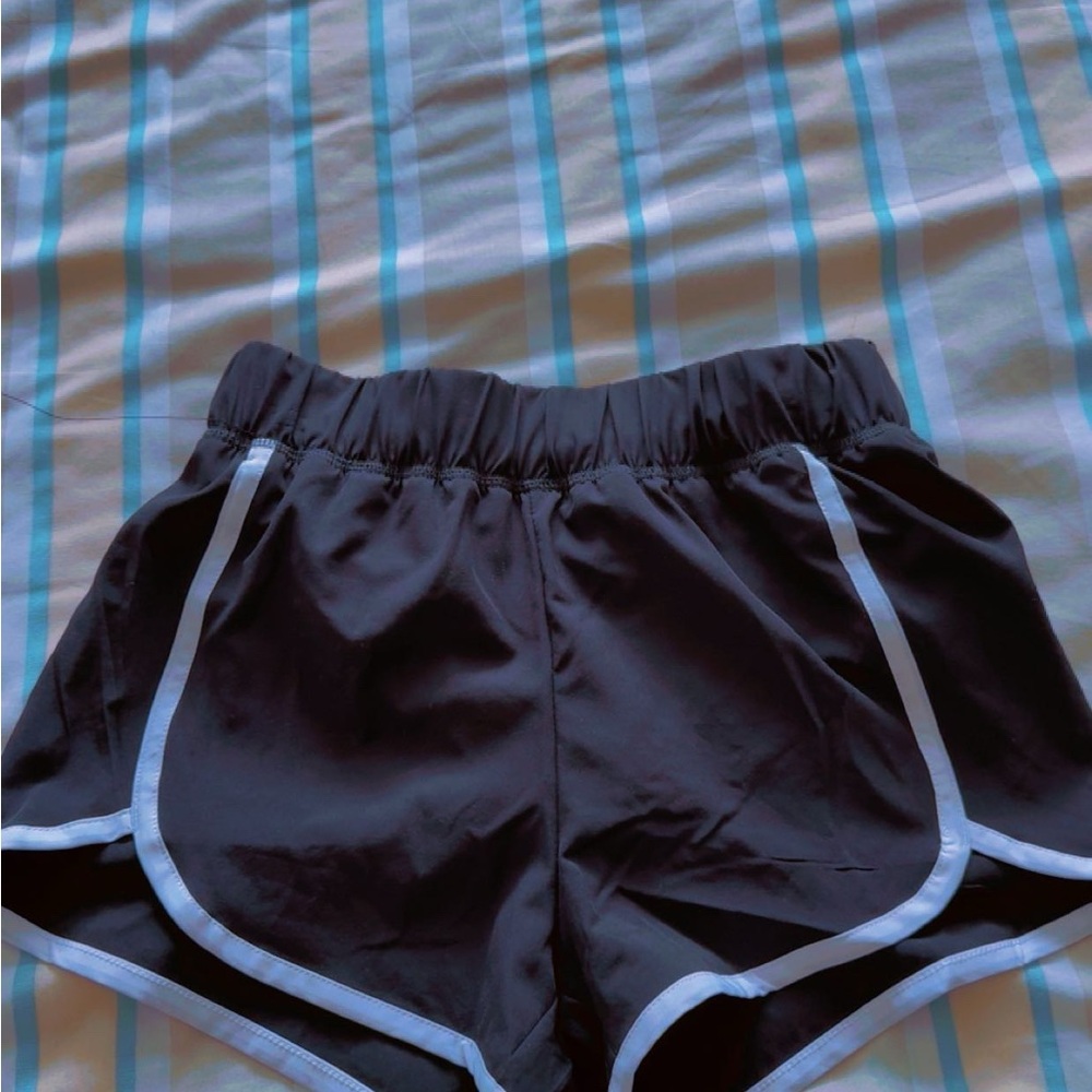 Gym shortBlack Athletic Women’s Running Shorts with White Trim